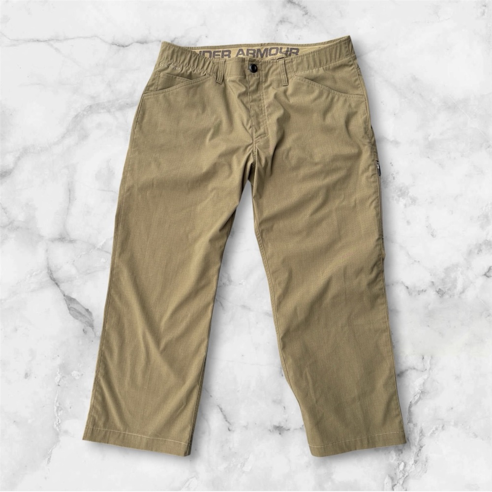 Under Armour Storm Pants Mens 38x32 Tan Khaki Loose Fit Outdoor Water repellent